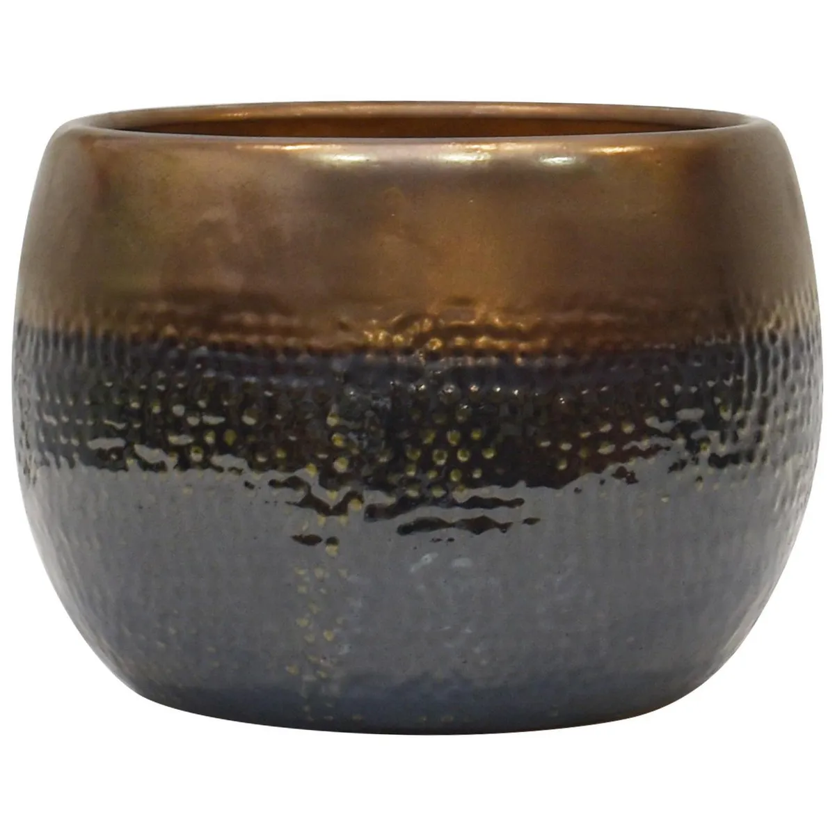 JUST HOME COLLECTION - Set 2 Maceteros de Cerámica Aisea Oliva Dorado