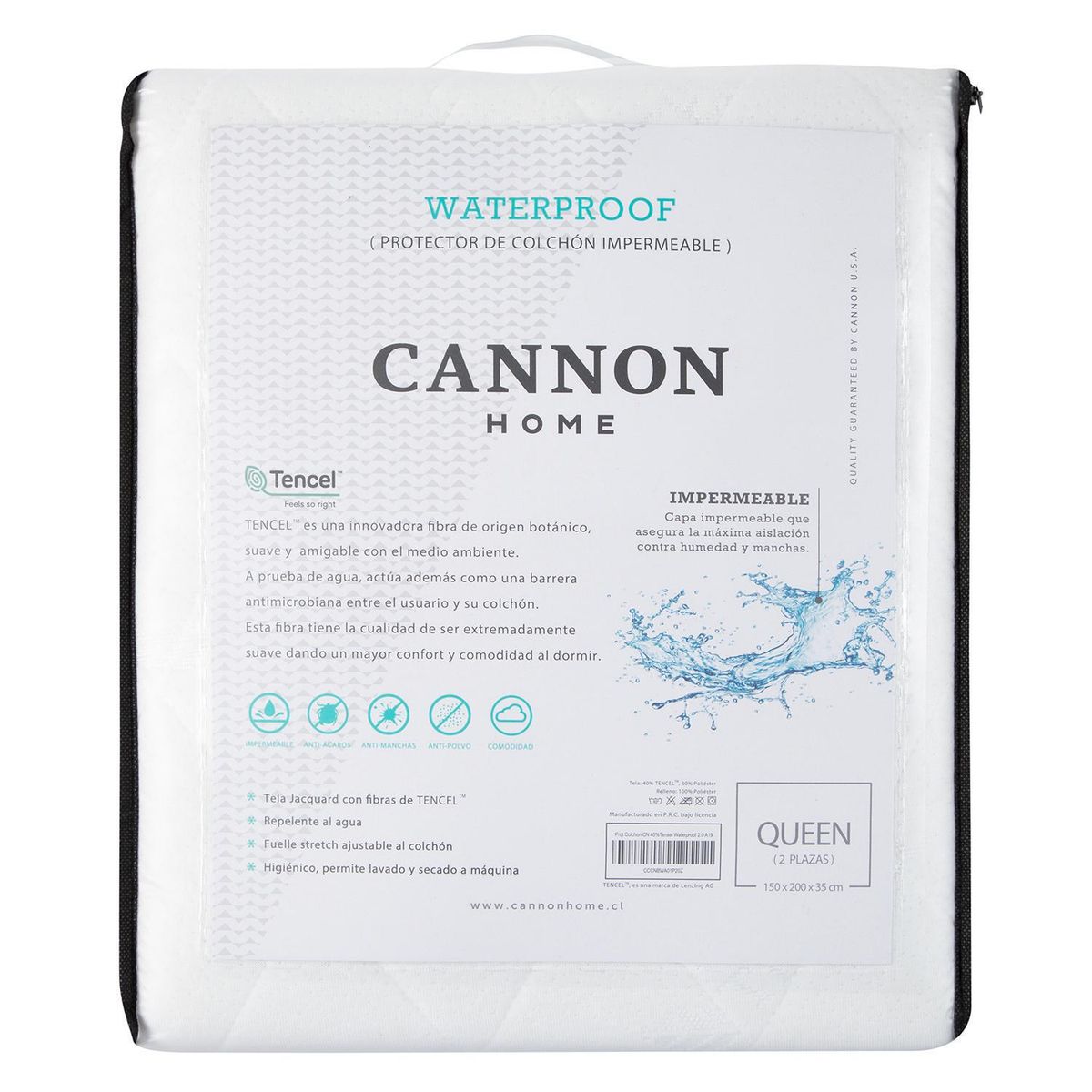 CANNON - Cubrecolchón Waterproof 1 plaza Blanco