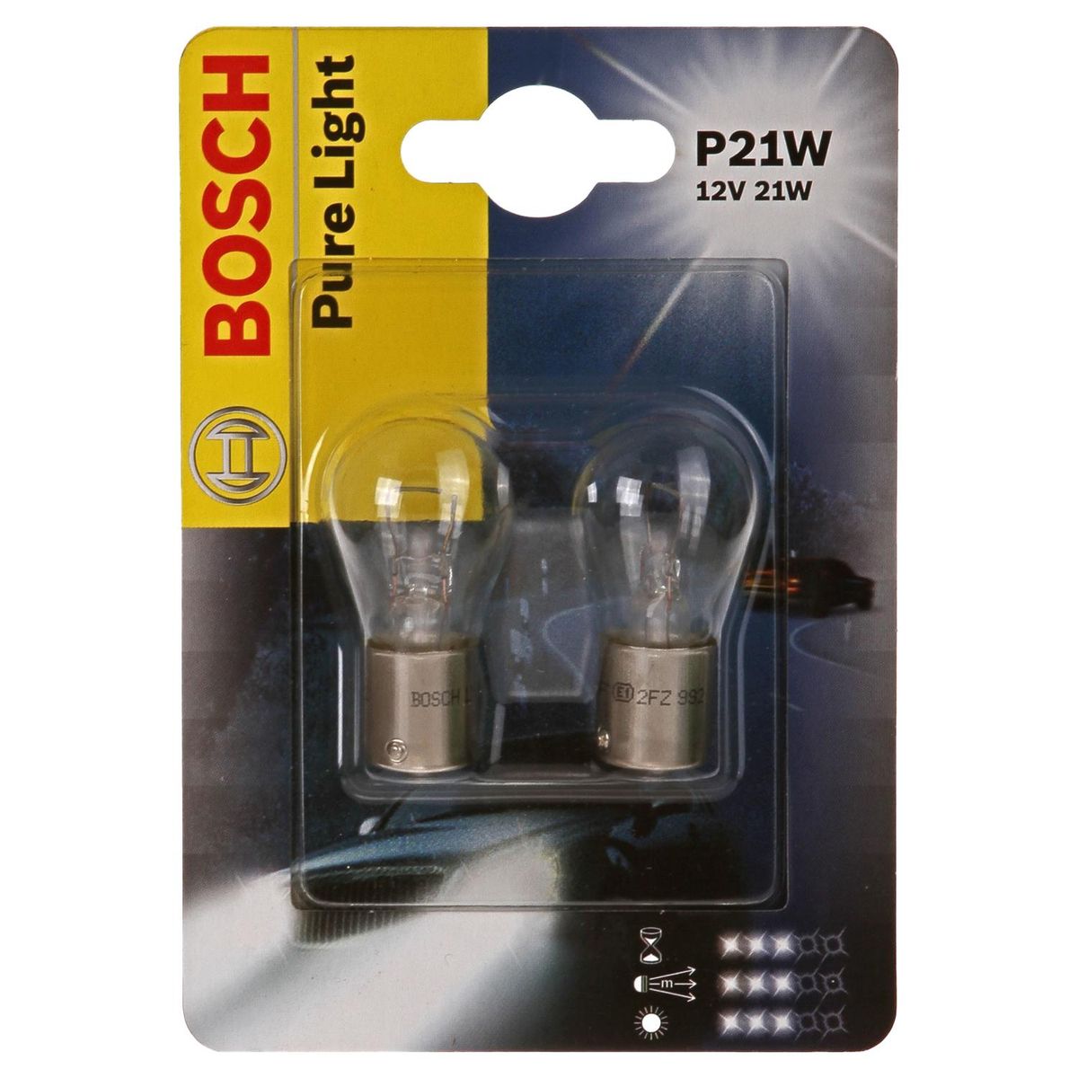 BOSCH - Set Ampolletas Bosch P21w 21w para Auto 12v 2 Unidades