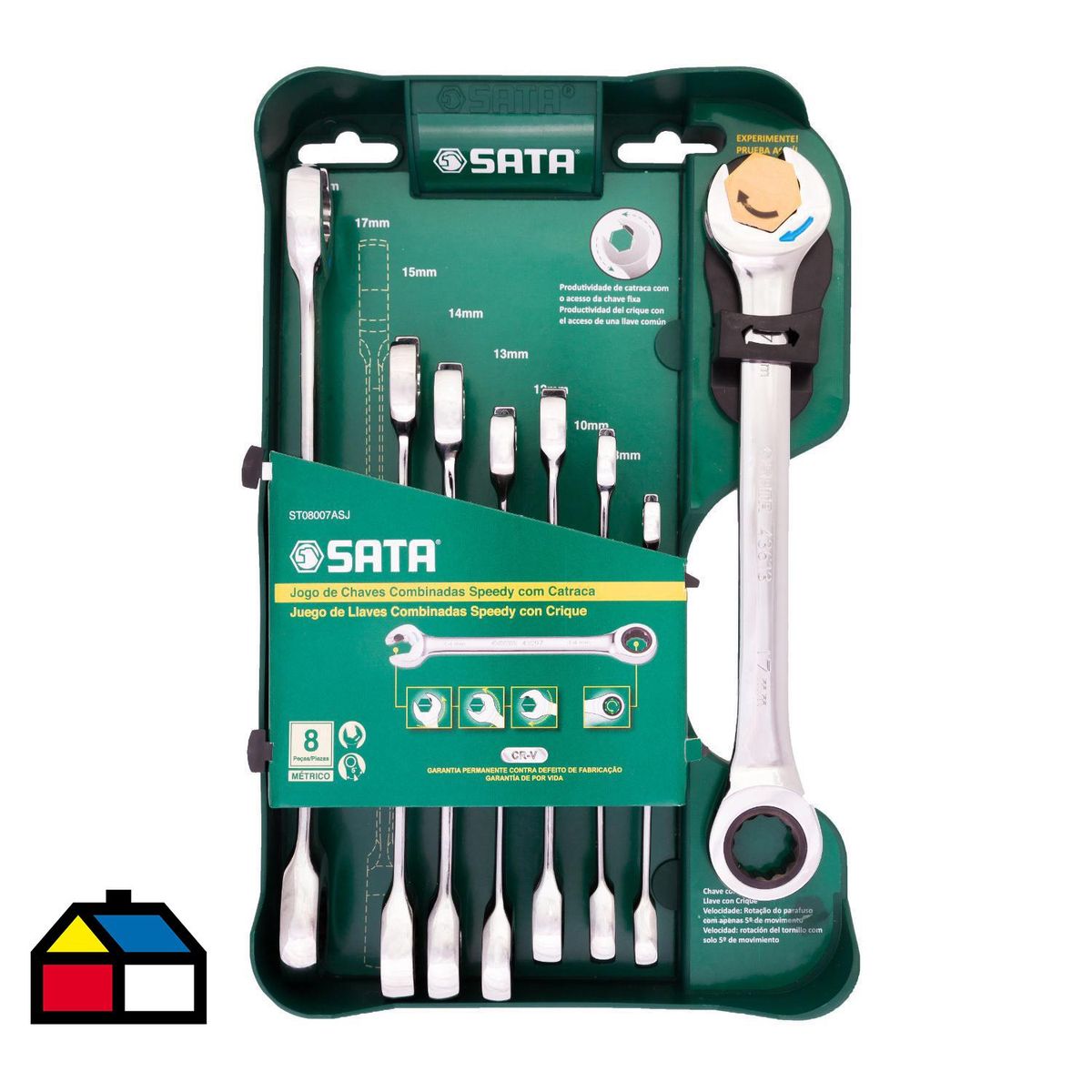 SATA - Juego de llaves combinadas crique 8 piezas 8-19 mm