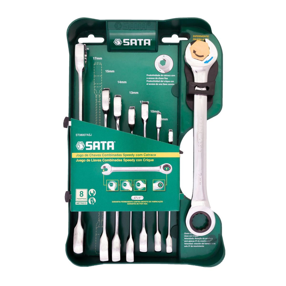 SATA - Juego de llaves combinadas crique 8 piezas 8-19 mm
