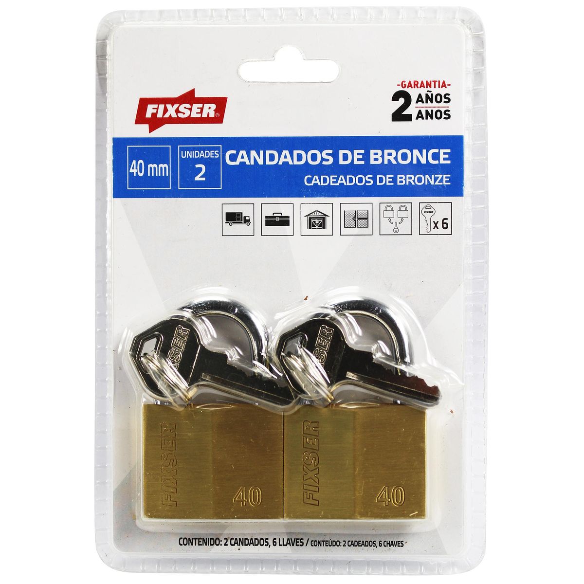 FIXSER - Set 2 candados bronce fx 40mm