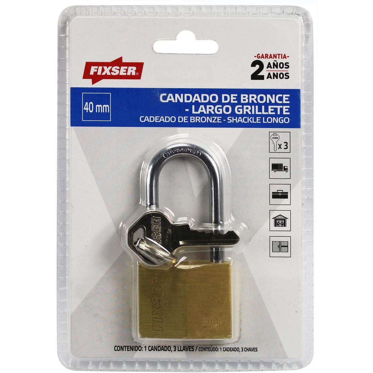 FIXSER - Candado bronce cuello largo fx 40mm