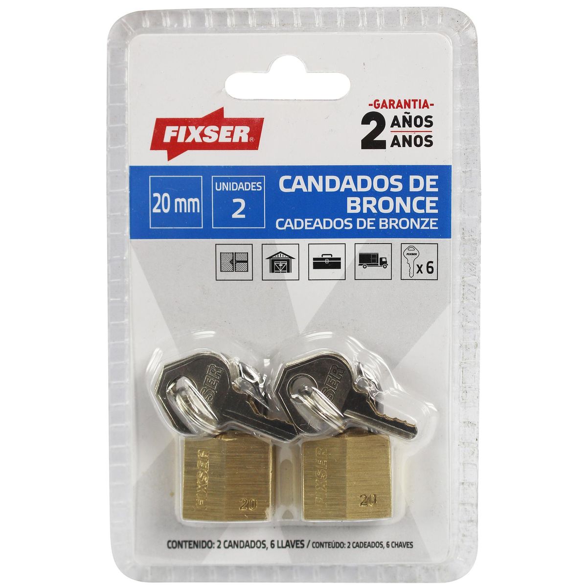 FIXSER - Set 2 candados bronce fx 20mm