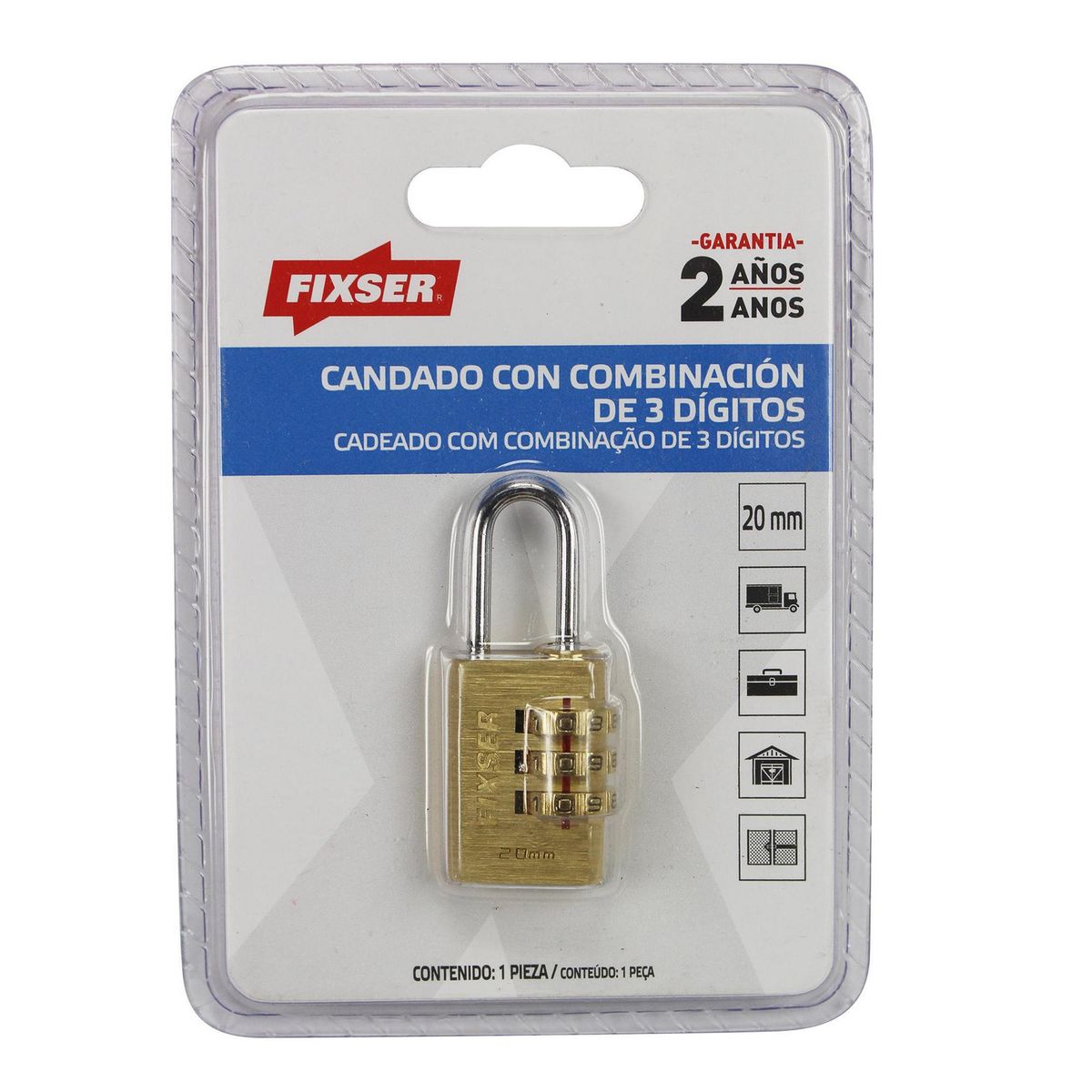 FIXSER - Candado bronce combinación fx 20mm