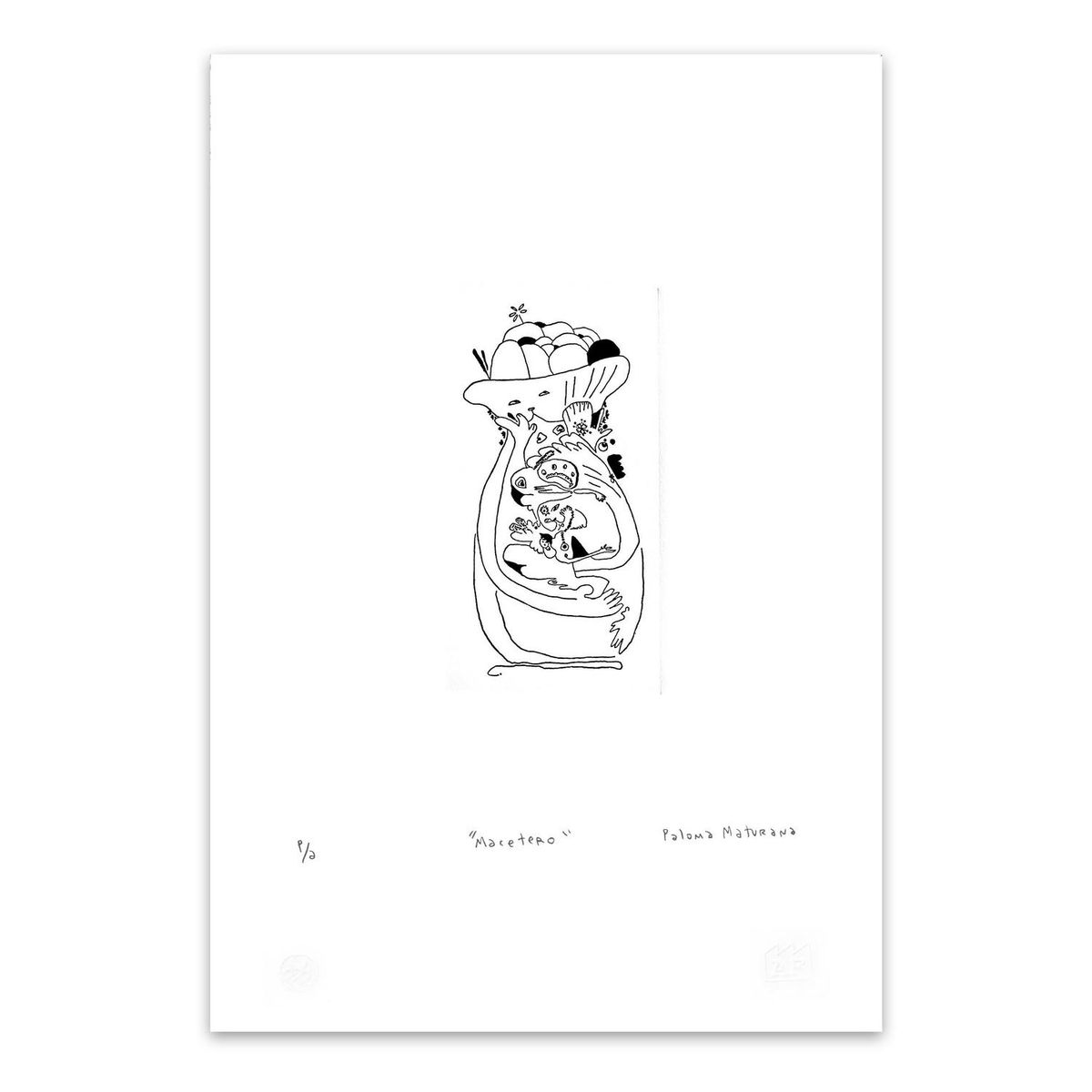 ARTEFACTORY - Grabado Macetero artista Paloma Maturana 35x50 cm