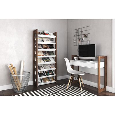 Imagen 2 del producto Zapatera MDF 8 Nivel(es) 70x165.5x26 cm Nogal/Blanco