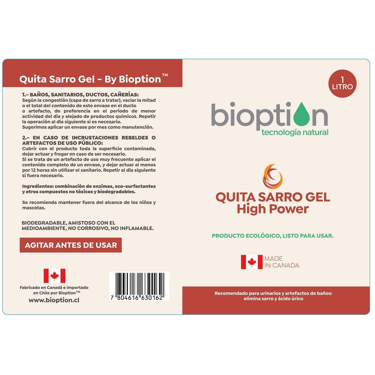 BIOPTION - Quita sarro gel 1 L