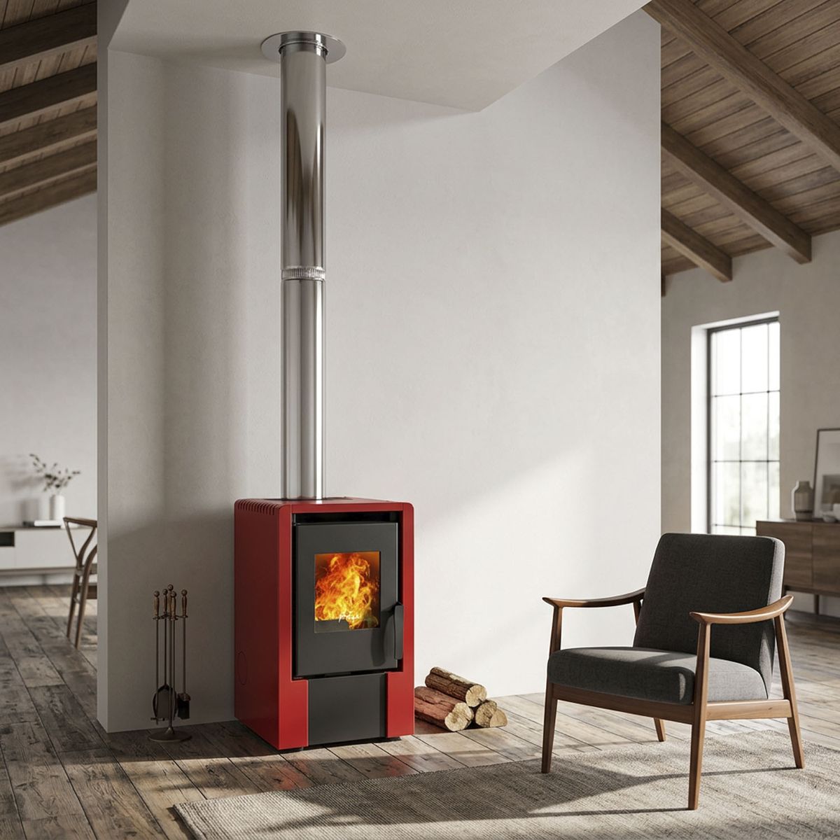 AMESTI - Calefactor Pellet Italy 6100 Rojo