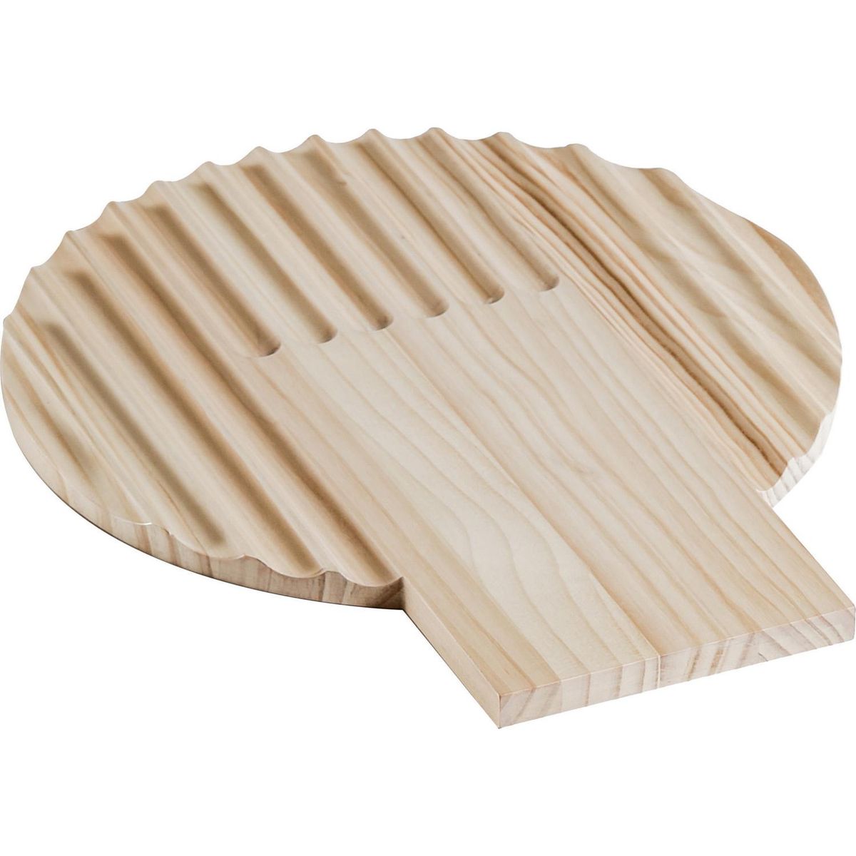 CABALLO DE BATALLA - Tabla pino alistonado redonda 35 cm natural líneas