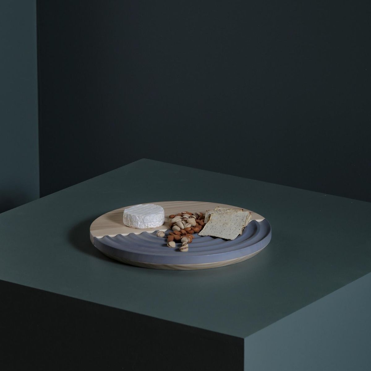 CABALLO DE BATALLA - Tabla de pino redonda 35 cm gris y natural