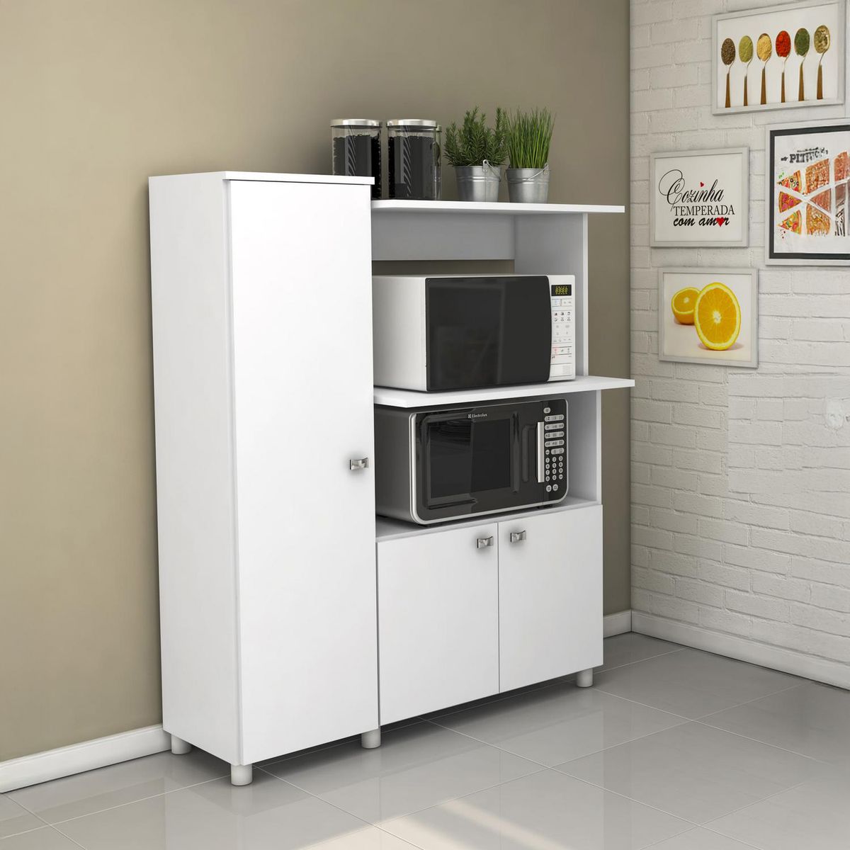 TECNOMOBILI - Mueble de cocina 119x96,5x41,5 cm blanco espesor 15mm