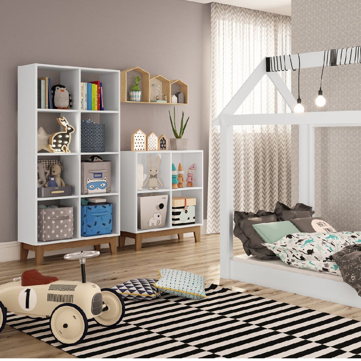 KIDSCOOL - Estante Harmony MDF 8 Nivel(es) 71x150x30 cm Blanco