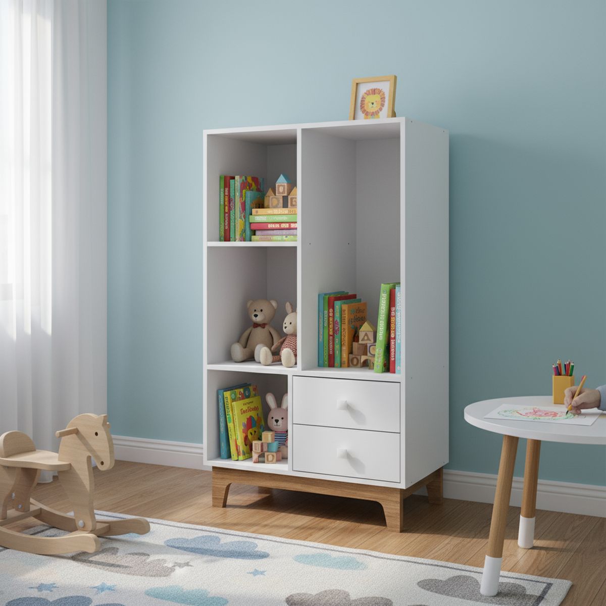 KIDSCOOL - Estante Harmony MDF 3 Nivel(es) 79x139x31 cm Blanco