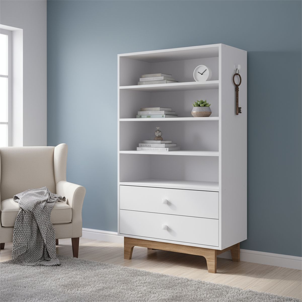 KIDSCOOL - Estante Harmony MDF 4 Nivel(es) 79x139x31 cm Blanco