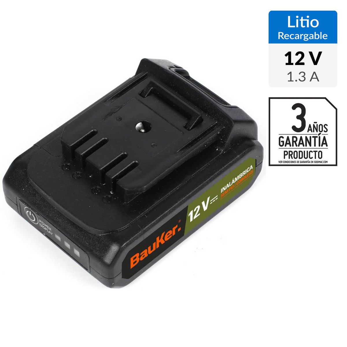 BAUKER - Batería recargable 12V 1,3 Ah