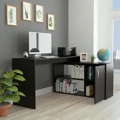 TUHOME - Escritorio en L Esquinero Axis Wengu Negro 151.5x76.5x116.5 cm