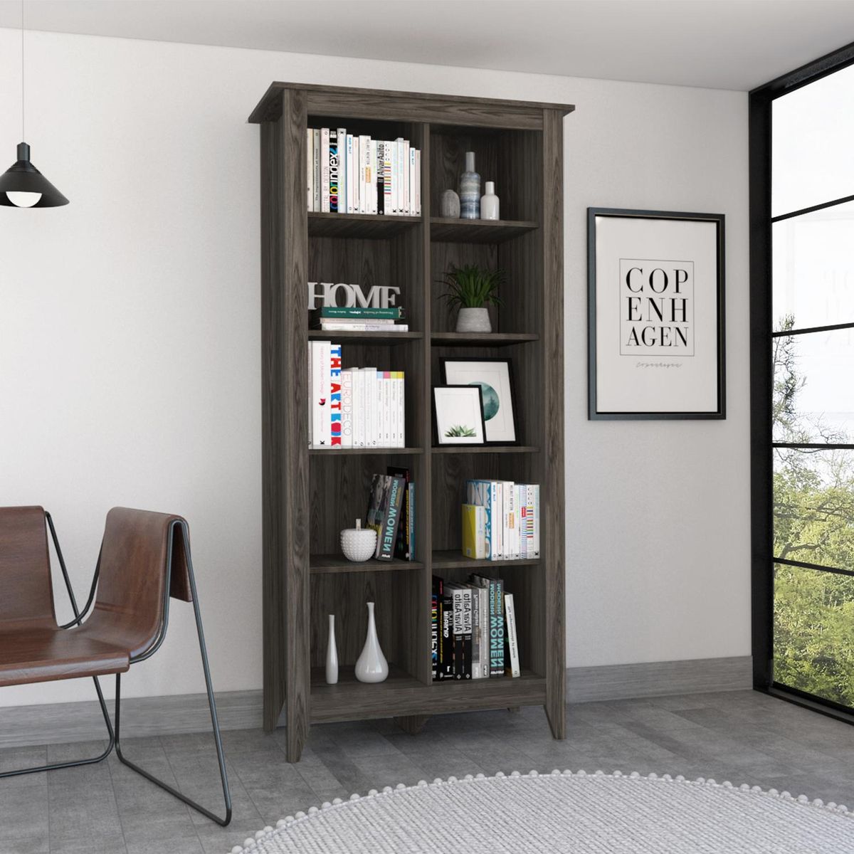 TUHOME - Librero Essential Melamina 5 Nivel(es) 147.3x61x40.7 cm Coñac