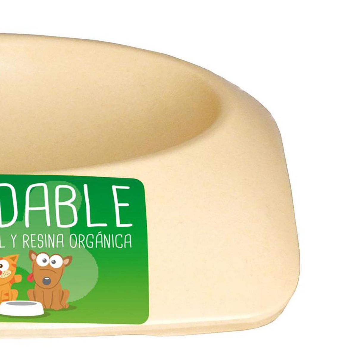 DECOGREEN - Plato de comida para mascota pequeño biodegradable Blanco