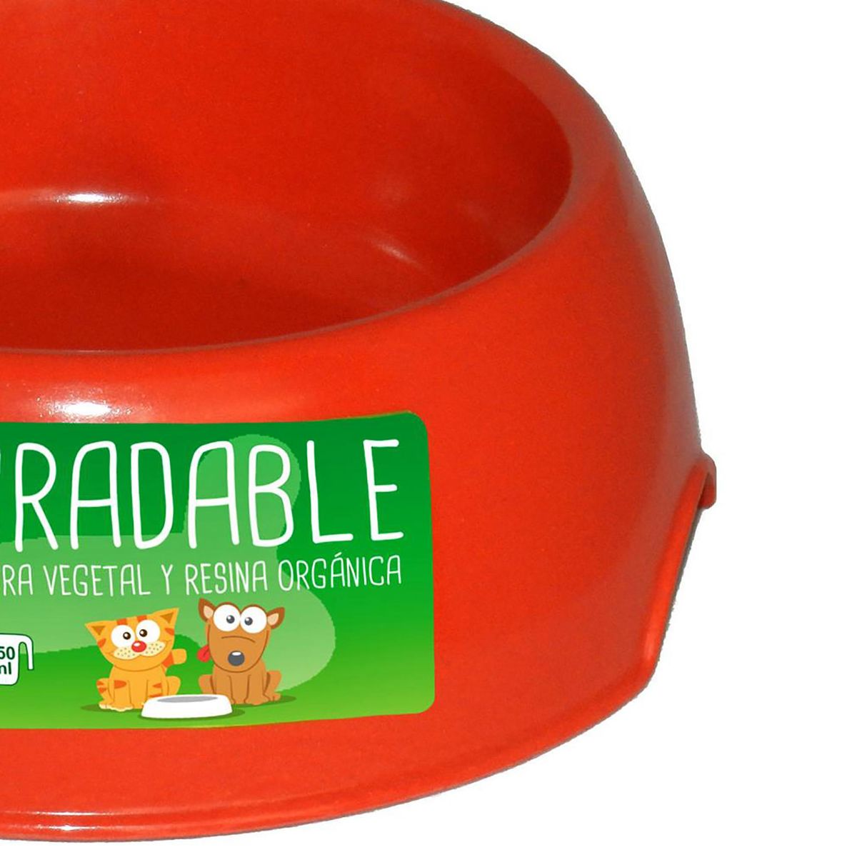 DECOGREEN - Plato de comida para mascota grande biodegradable Rojo