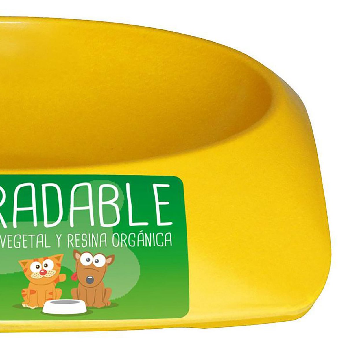 DECOGREEN - Plato de comida para mascota grande biodegradable Amarillo