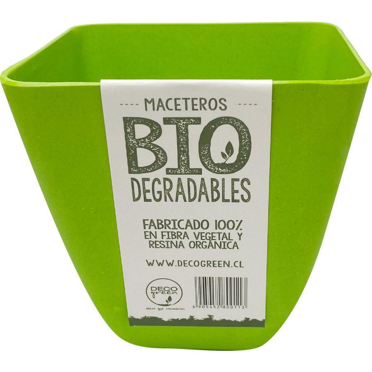 DECOGREEN - Macetero cuadrado de fibras naturales 13,3x13,3x12,4 cm