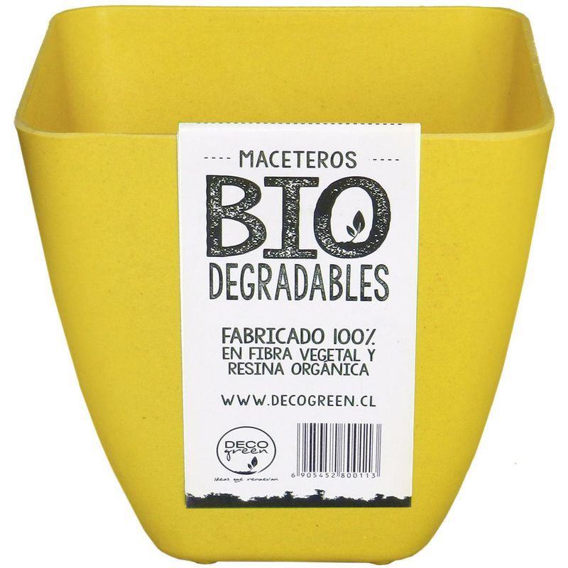 DECOGREEN - Macetero cuadrado de fibras naturales 13,3x13,3x12,4 cm