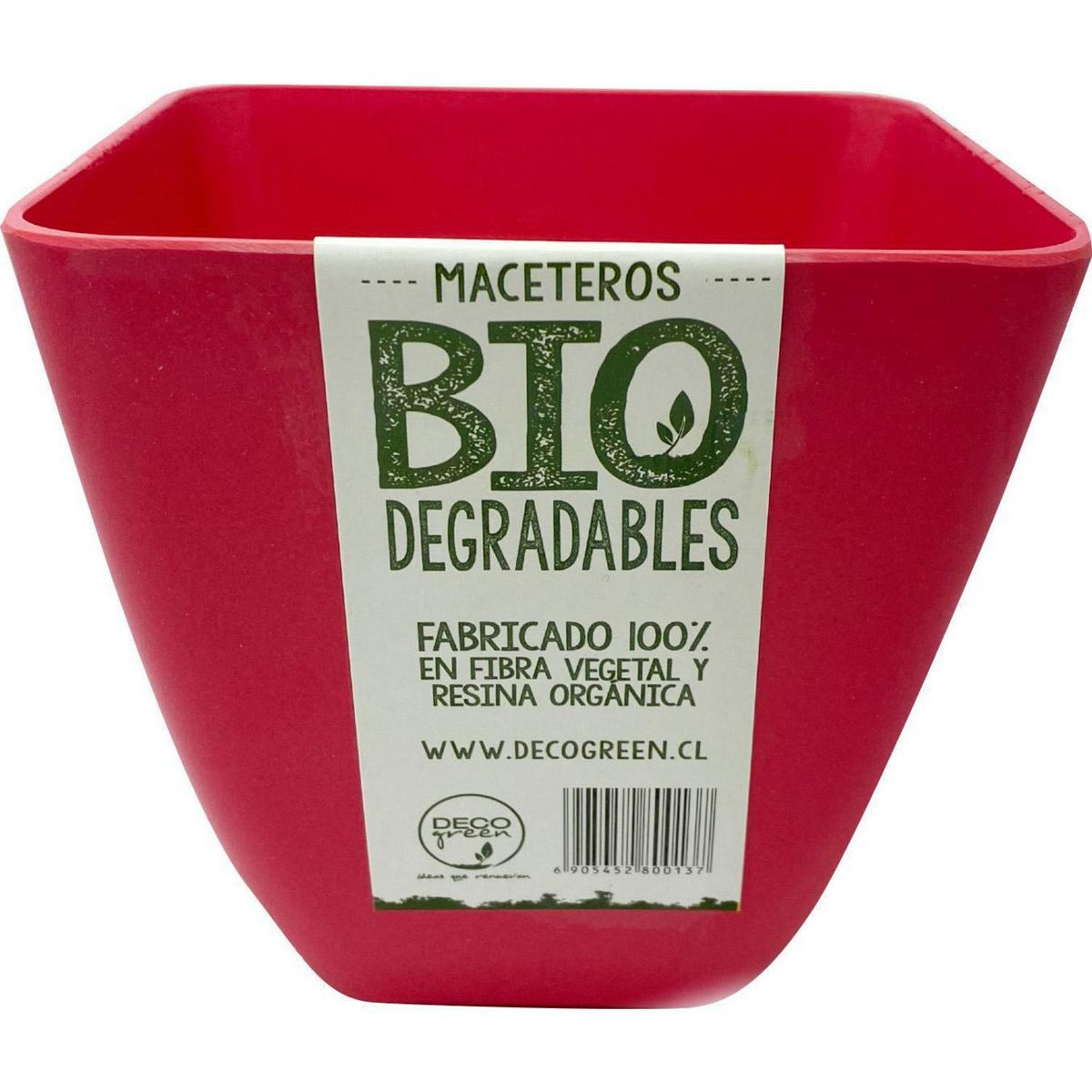 DECOGREEN - Macetero cuadrado de fibras naturales 13,3x13,3x12,4 cm