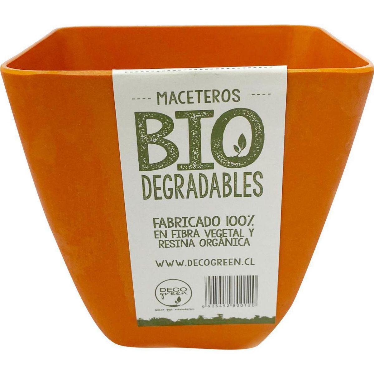 DECOGREEN - Macetero cuadrado de fibras naturales 13,3x13,3x12,4 cm