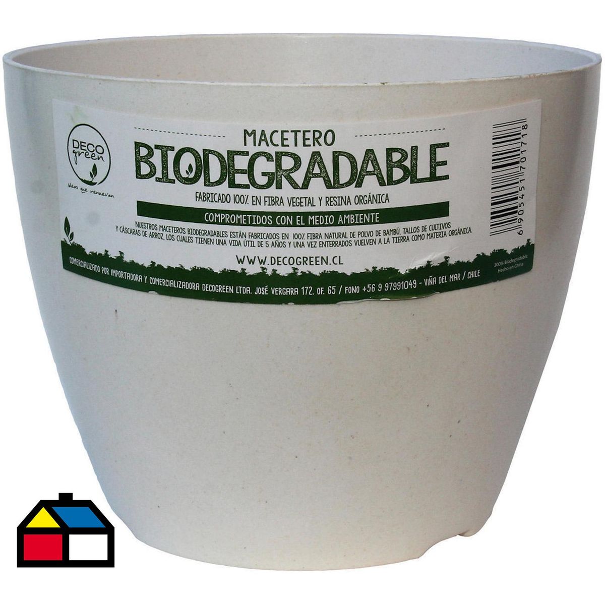 DECOGREEN - Macetero redondo de fibras naturales 24x24x18cm