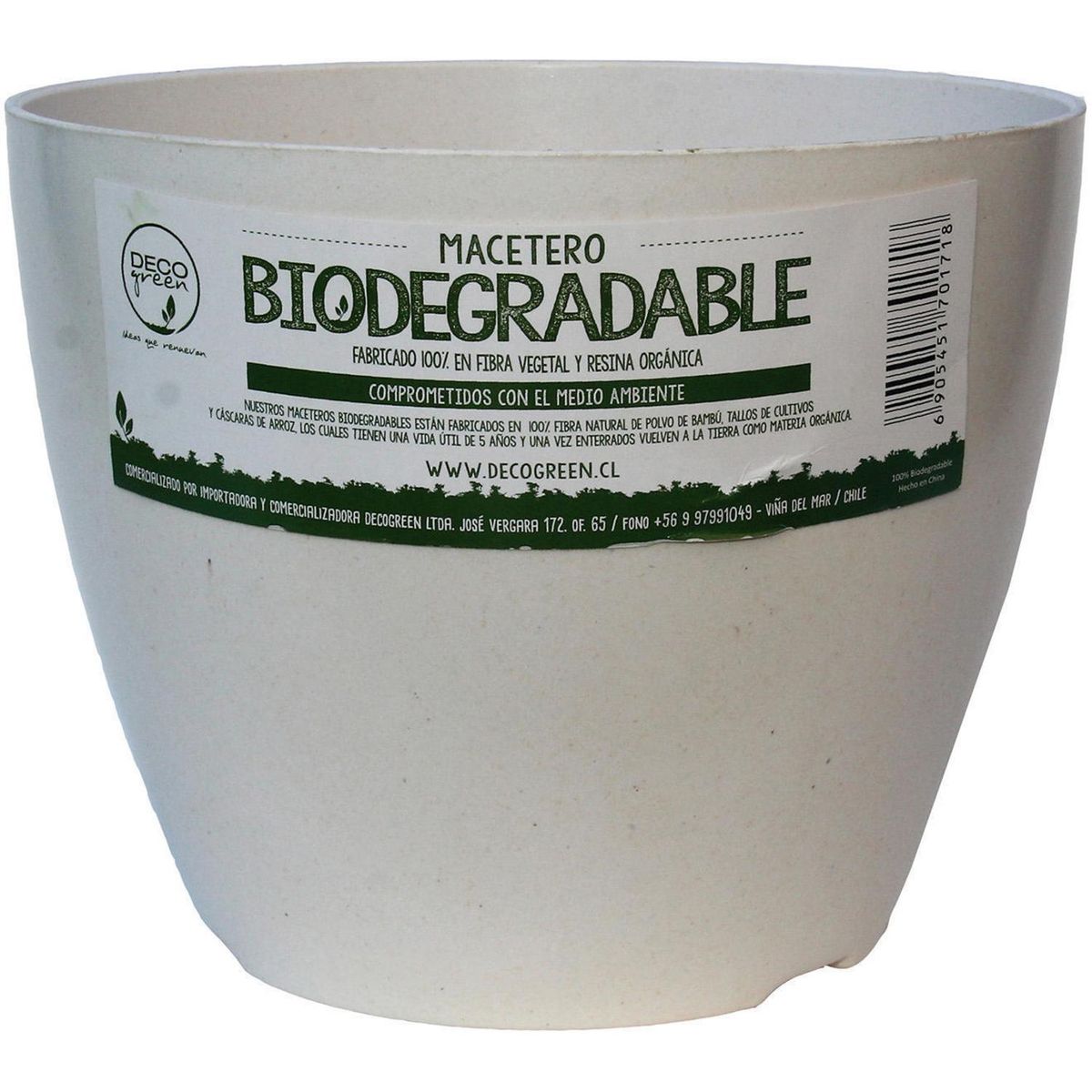 DECOGREEN - Macetero redondo de fibras naturales 24x24x18cm