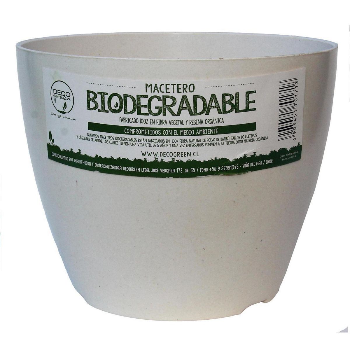 DECOGREEN - Macetero redondo de fibras naturales 24x24x18cm