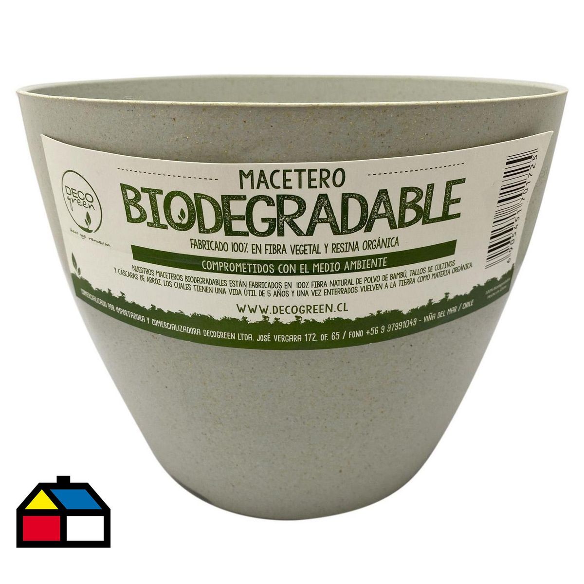 DECOGREEN - Macetero redondo de fibras naturales 24x24x18cm