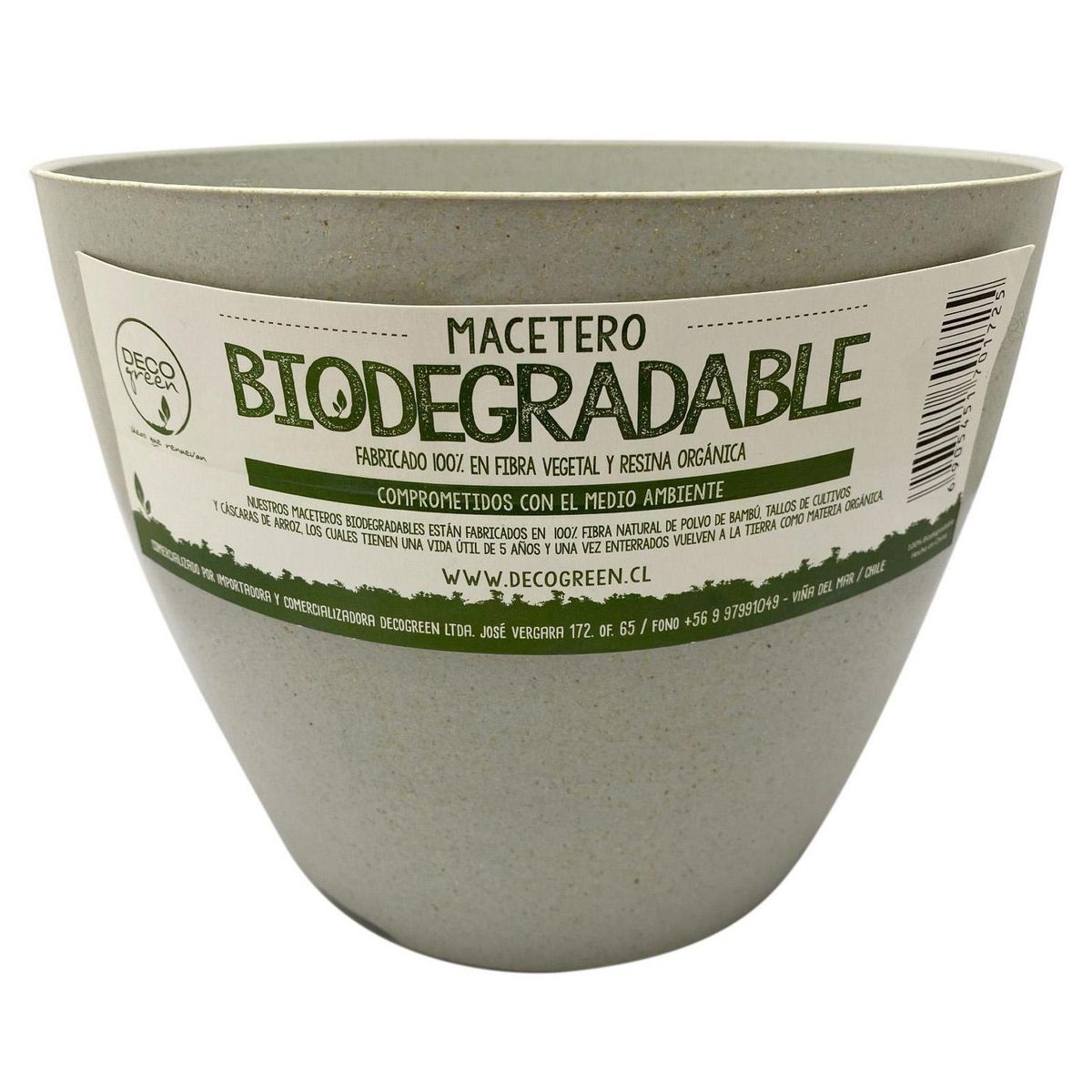 DECOGREEN - Macetero redondo de fibras naturales 24x24x18cm