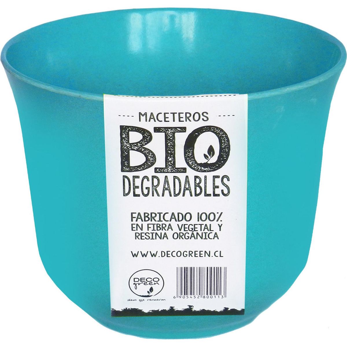 DECOGREEN - Macetero redondo de fibras naturales 16,5x16,5x13 cm