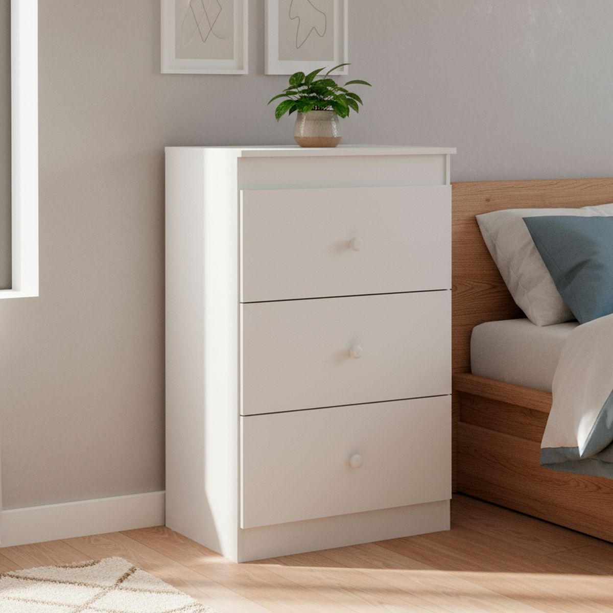 KIDSCOOL - Cómoda 3 Cajón(es) Kippi 61.2x85.5x38.5 cm Blanco