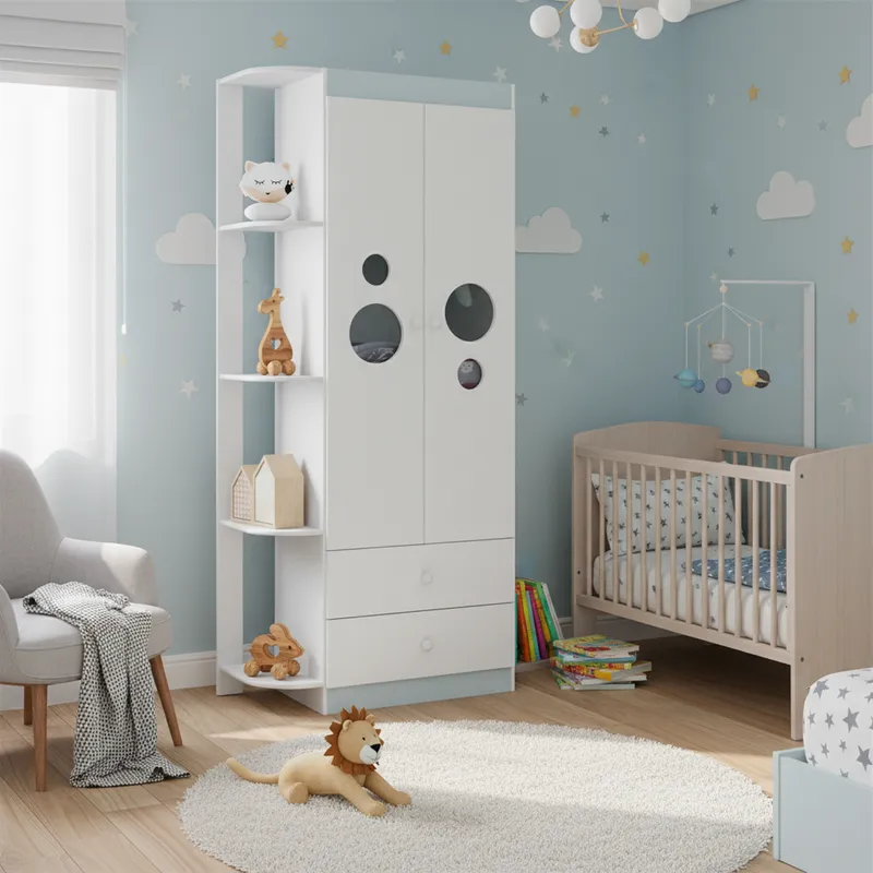 KIDSCOOL - Clóset 2 Puerta(s) 2 Cajón(es) 2 Repisa(s) 79x191x40 cm Blanco