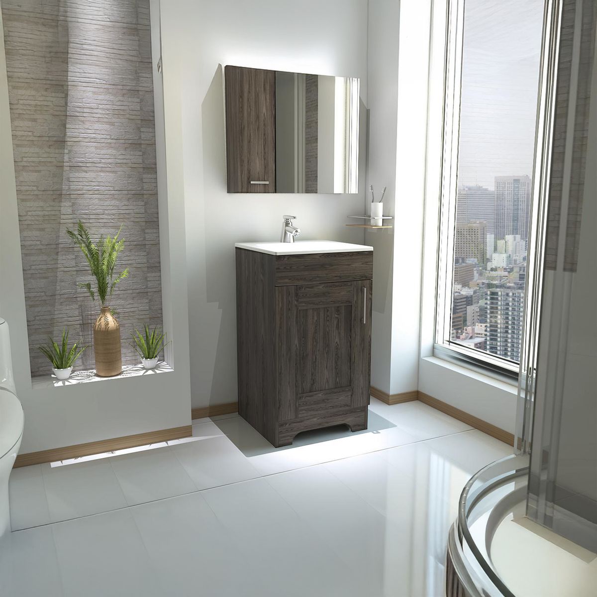 TUHOME - Mueble lavamanos barcelona coñac