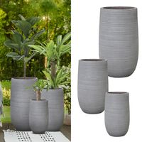 Set 3 Maceteros de Fibra Tall Taupe Gris