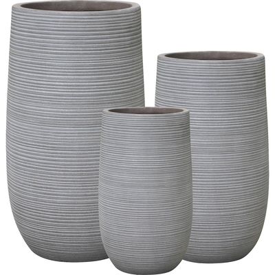 Imagen 2 del producto Set 3 Maceteros de Fibra Tall Taupe Gris
