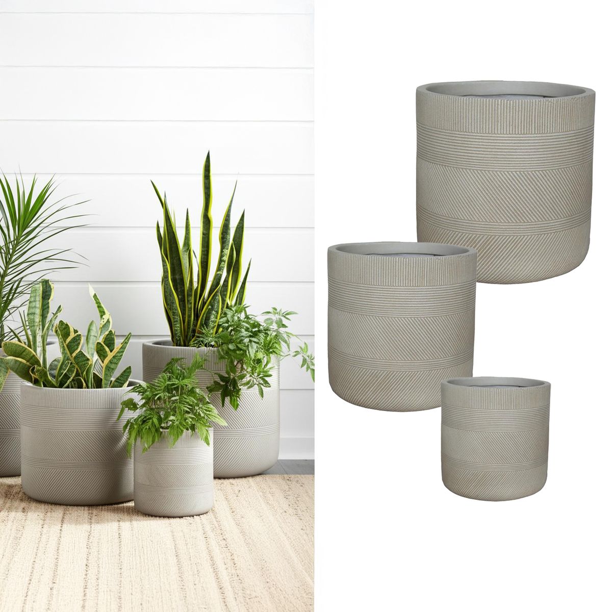 JUST HOME COLLECTION - Set 3 maceteros Fibra Line Sand