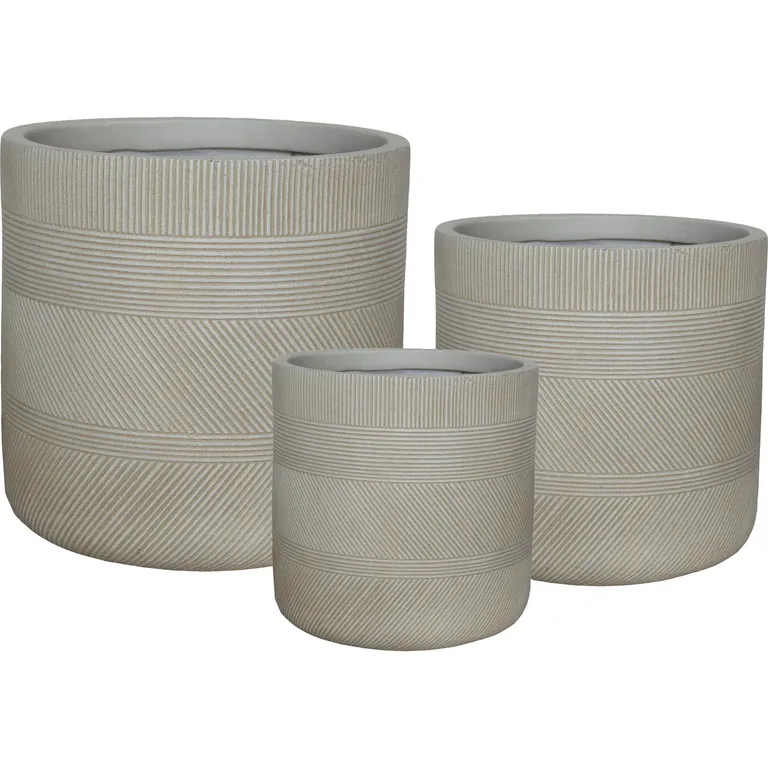 Set 3 maceteros Fibra Line Sand