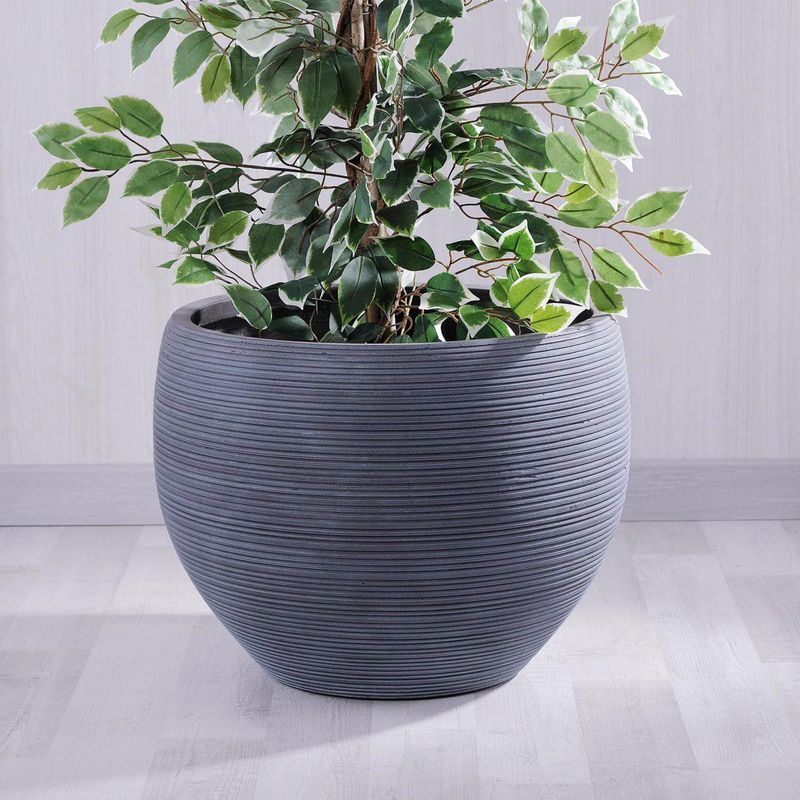 JUST HOME COLLECTION - Macetero de fibra Stri Grey 50x39 cm gris