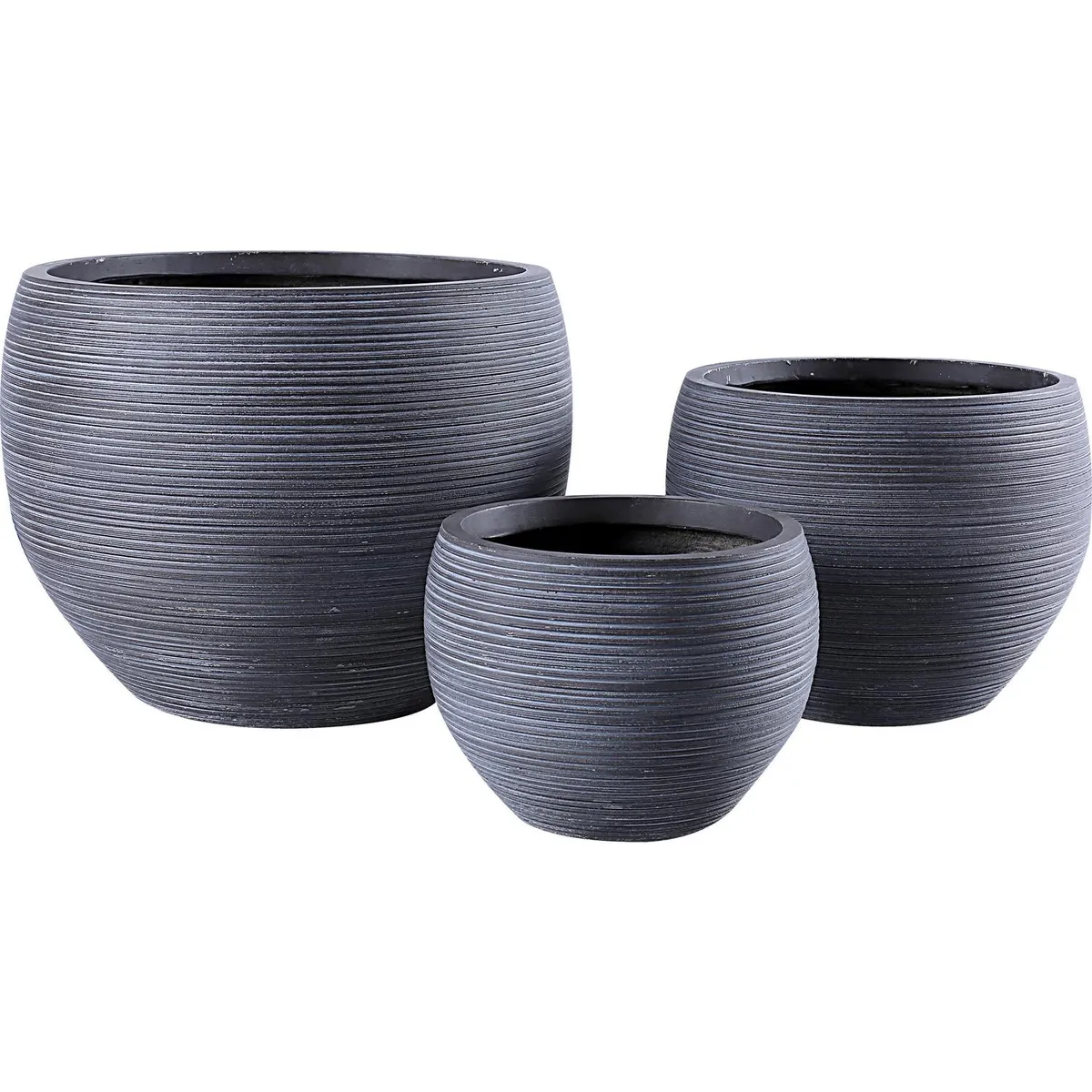 JUST HOME COLLECTION - Set 3 Maceteros de Fibra Stri Grey Gris