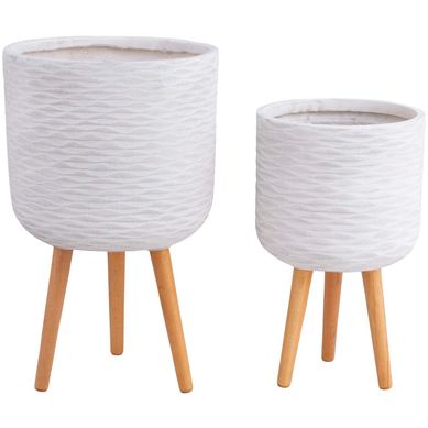 Set 2 Maceteros de Fibra con Patas Blanco
