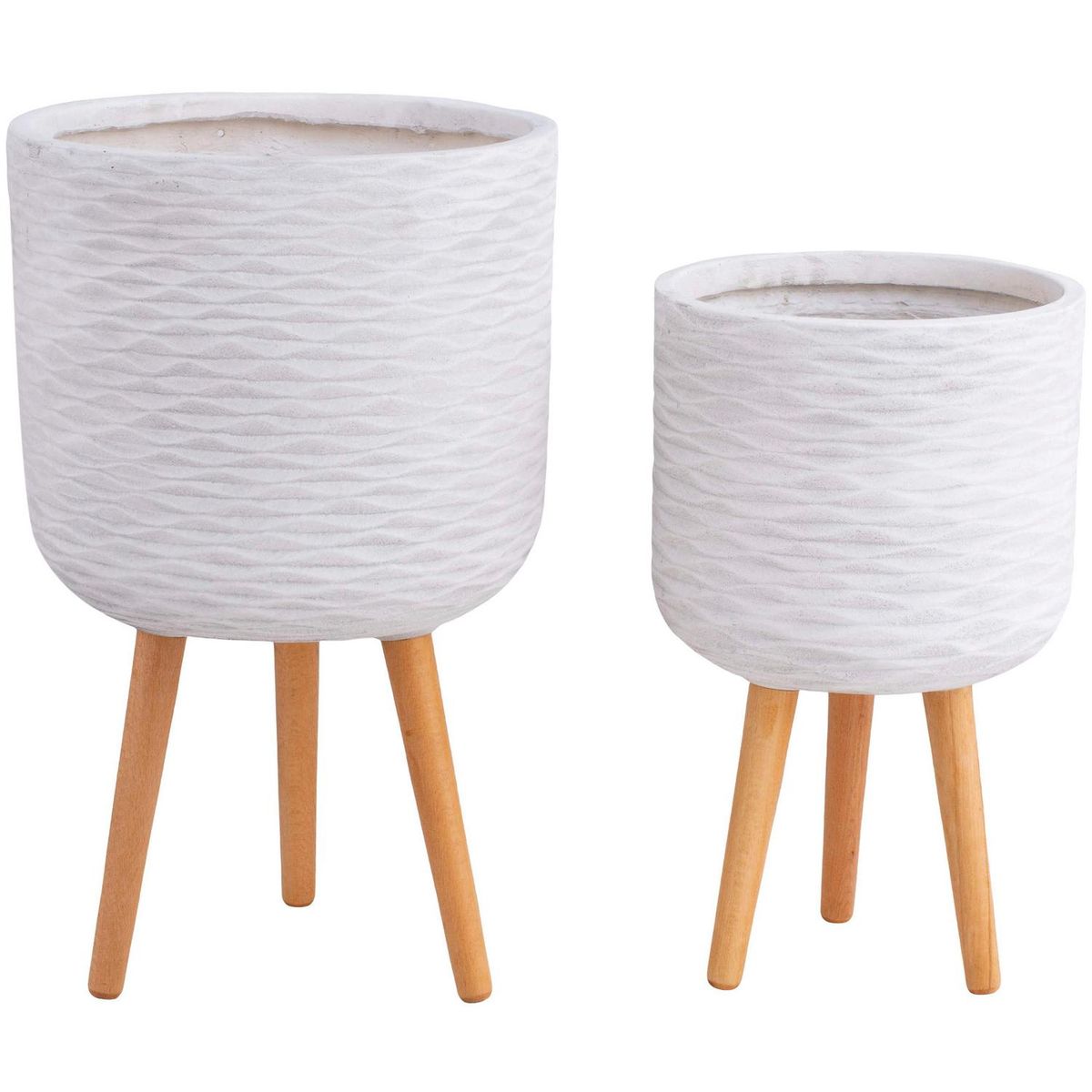 JUST HOME COLLECTION - Set 2 Maceteros de Fibra con Patas Blanco