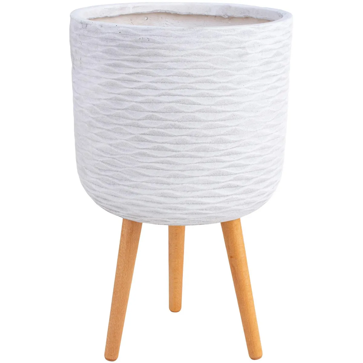 JUST HOME COLLECTION - Set 2 Maceteros de Fibra con Patas Blanco