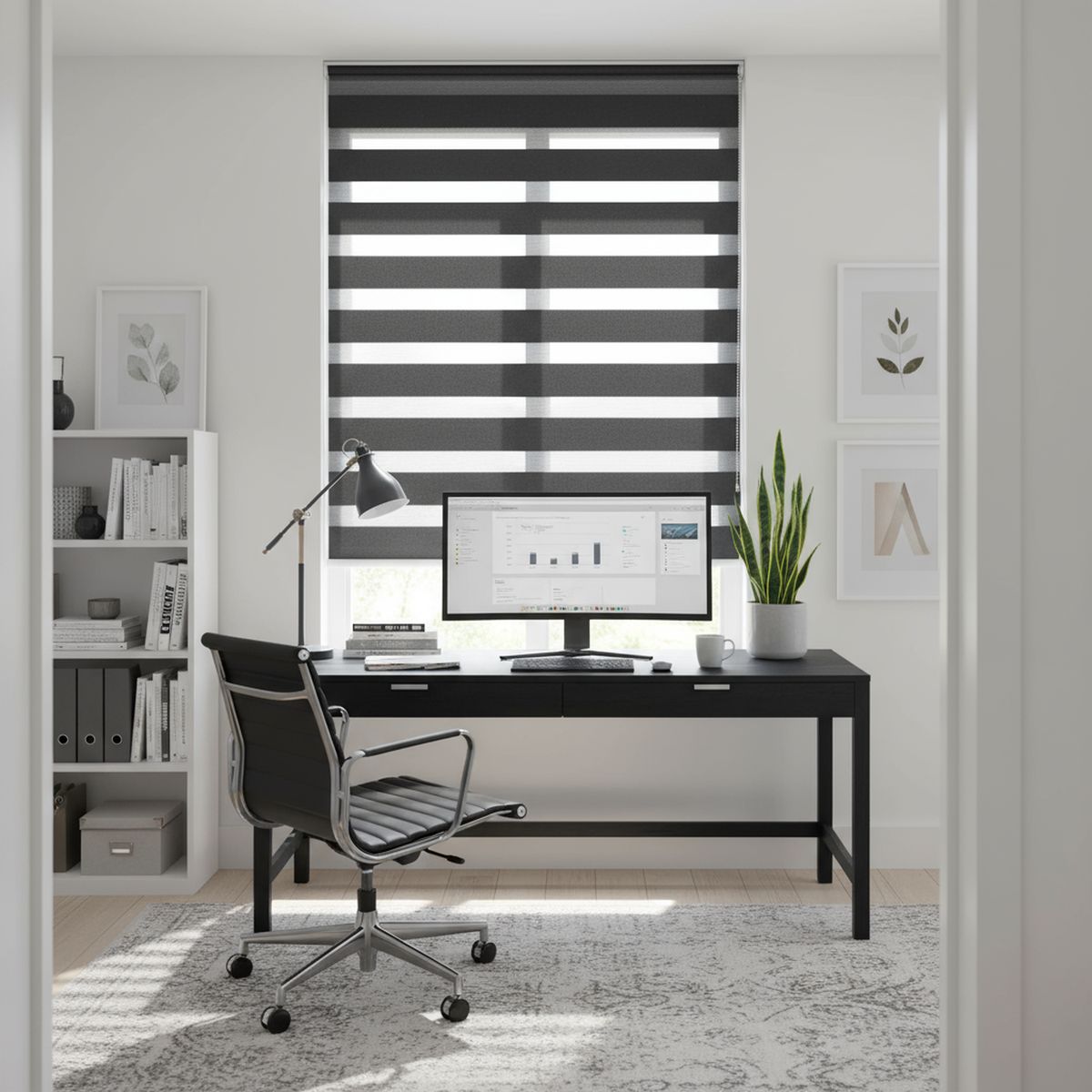 JUST HOME COLLECTION - Cortina Roller Duo Black Out Gris Oscuro