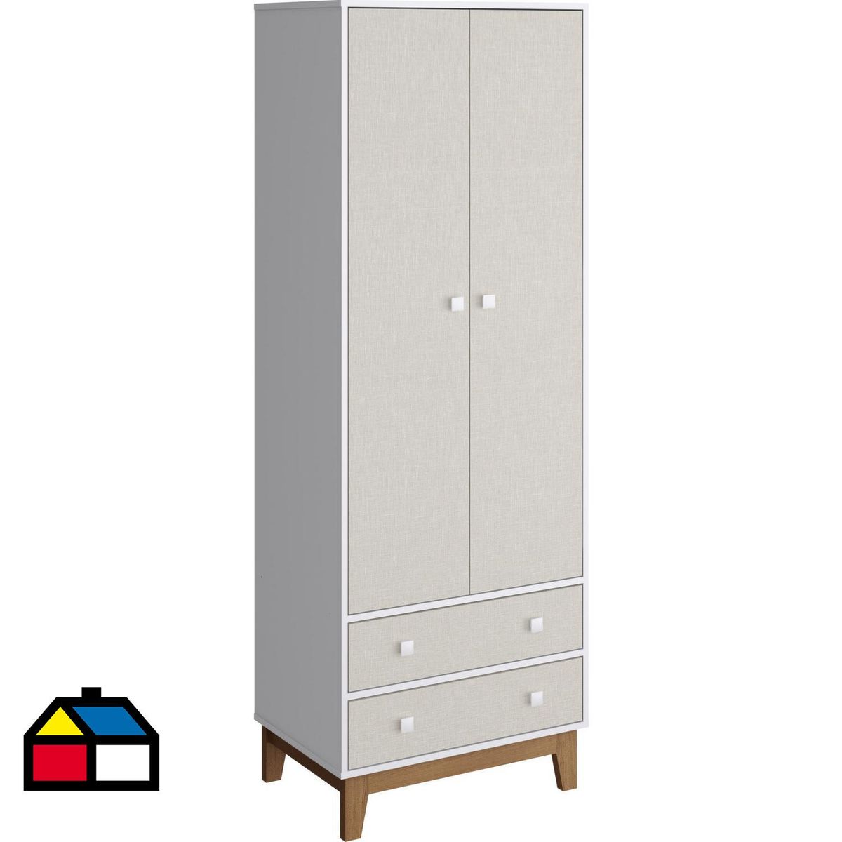 KIDSCOOL - Clóset 2 Puerta(s) 2 Cajón(es) 2 Repisa(s) 67x189x45 cm Blanco