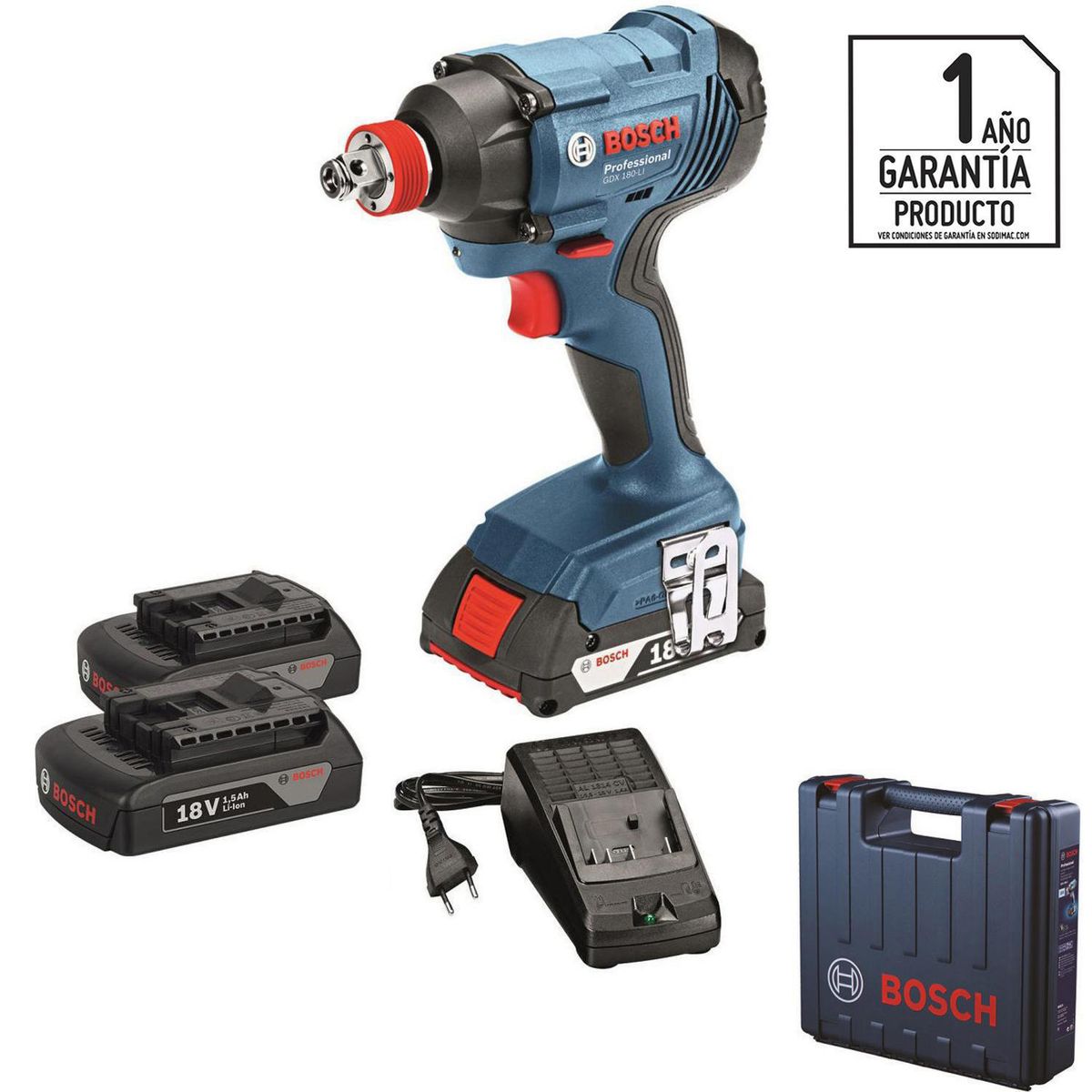BOSCH - Llave de impacto inalámbrica 18V + 2 baterías